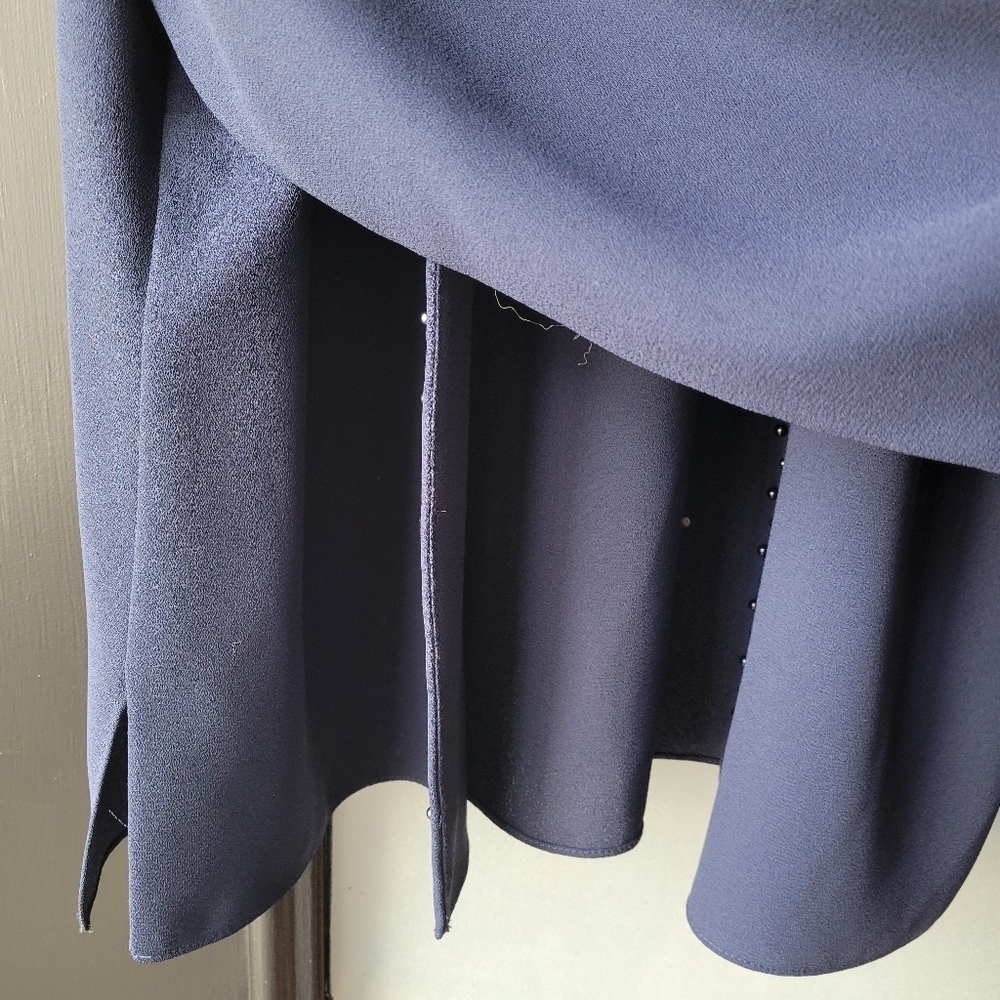 Navy Blue Beaded Open-front Blazer by Ursula of Switzerland Size 16 Made in USA - Picture 11 of 13